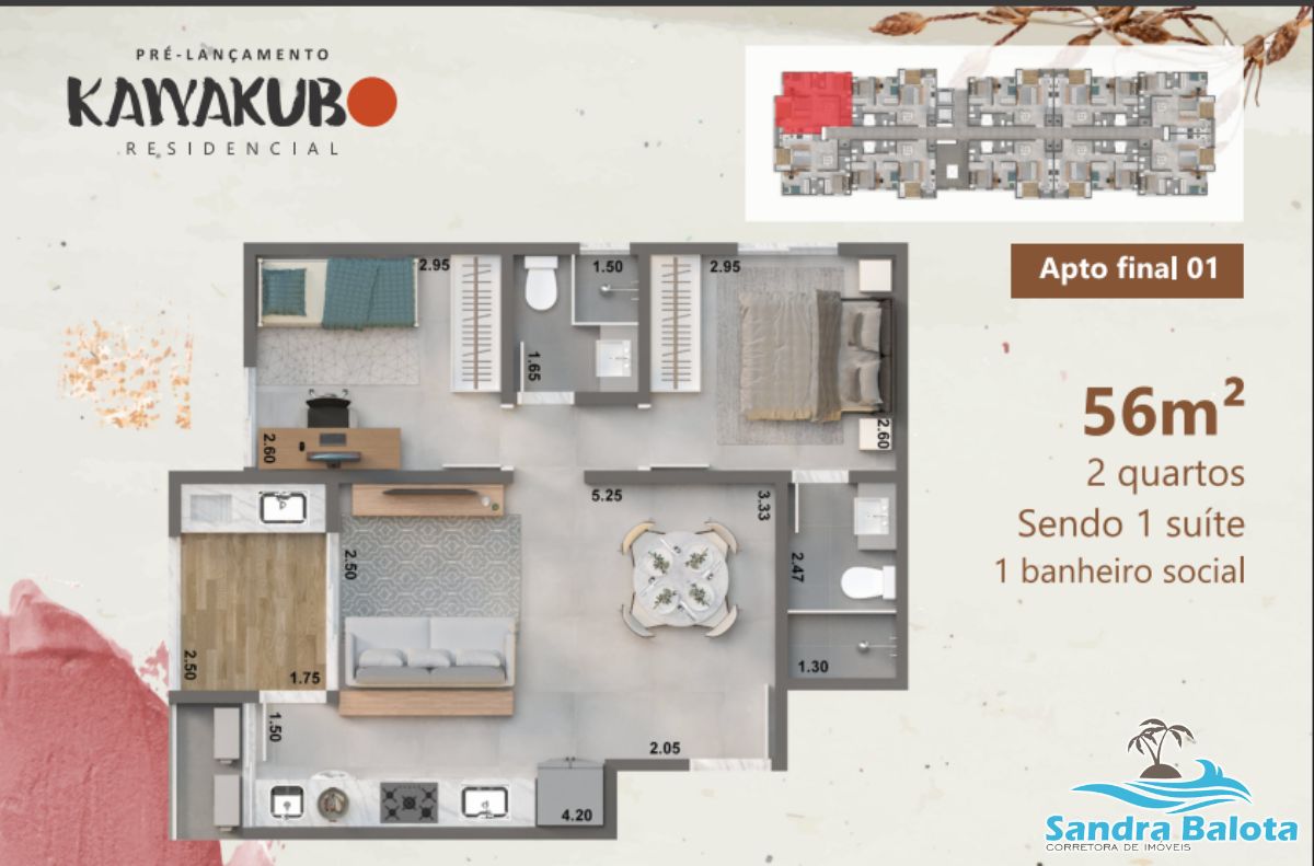 Apartamentos de 56m² com 2 dormitórios sendo 1 suíte/ Praia Grande-Ubatuba