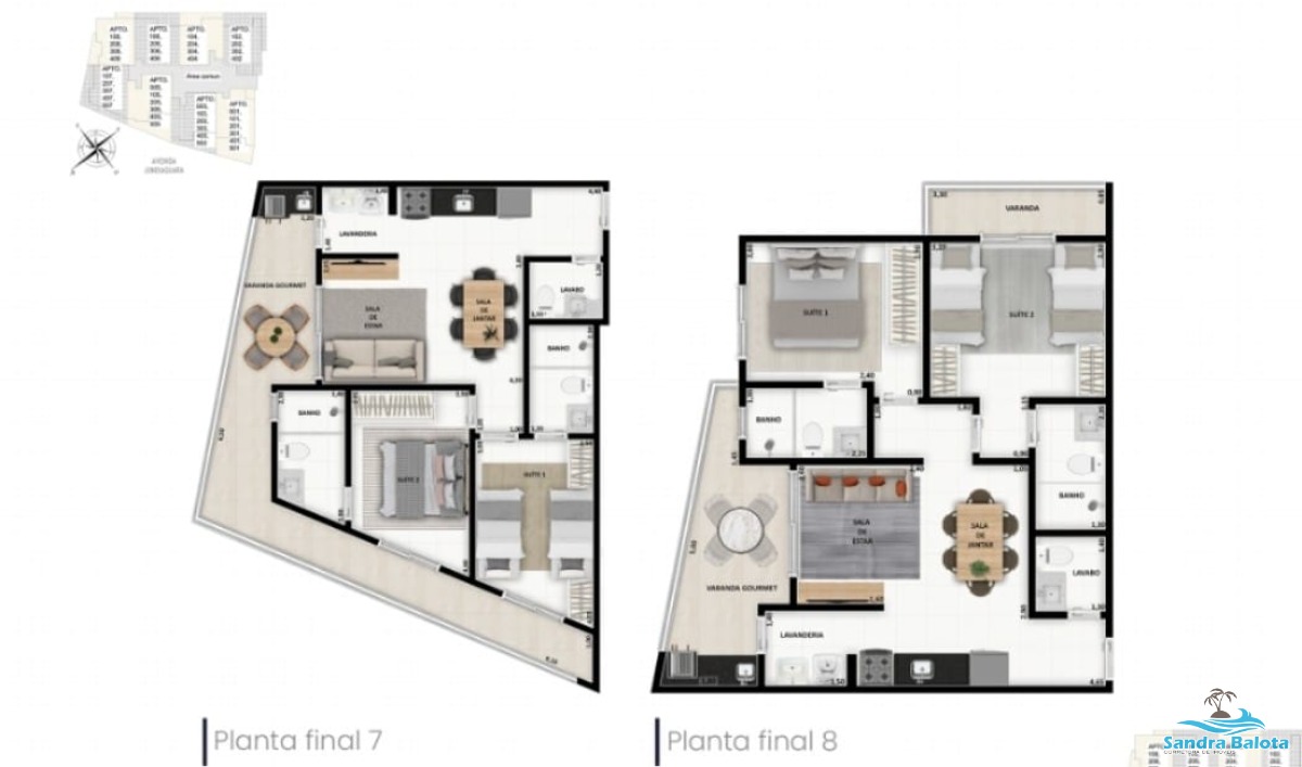 Apartamento Praia Grande/ 2 dormitórios sendo 1 suíte mais lavabo