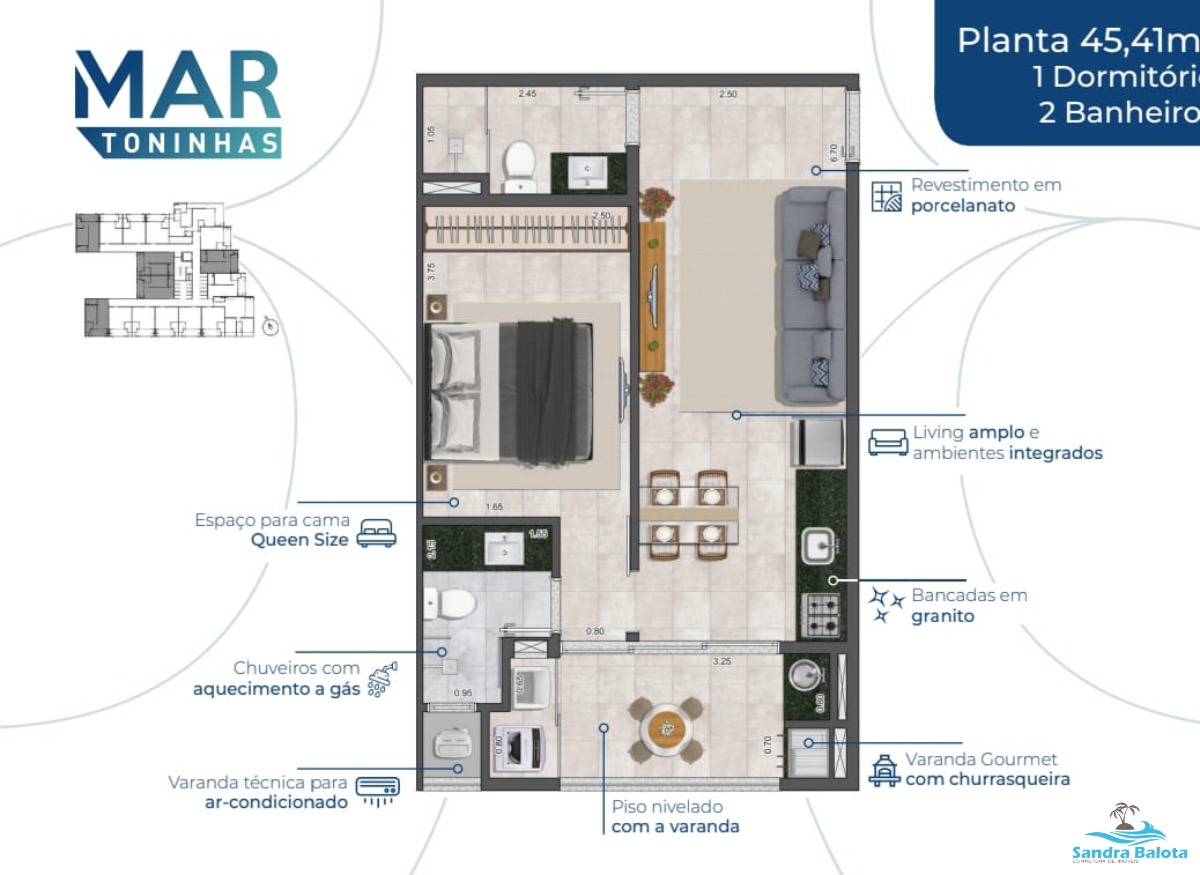 Stúdios de 35,70 m²/Toninhas-Ubatuba