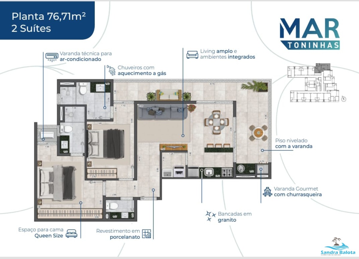 Stúdios de 35,70 m²/Toninhas-Ubatuba
