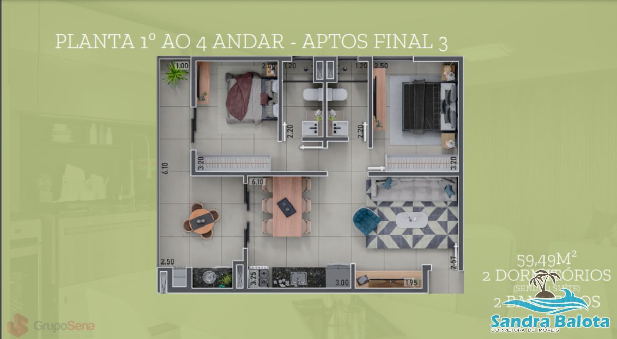 Apartamentos de 2 dormitórios no itaguá