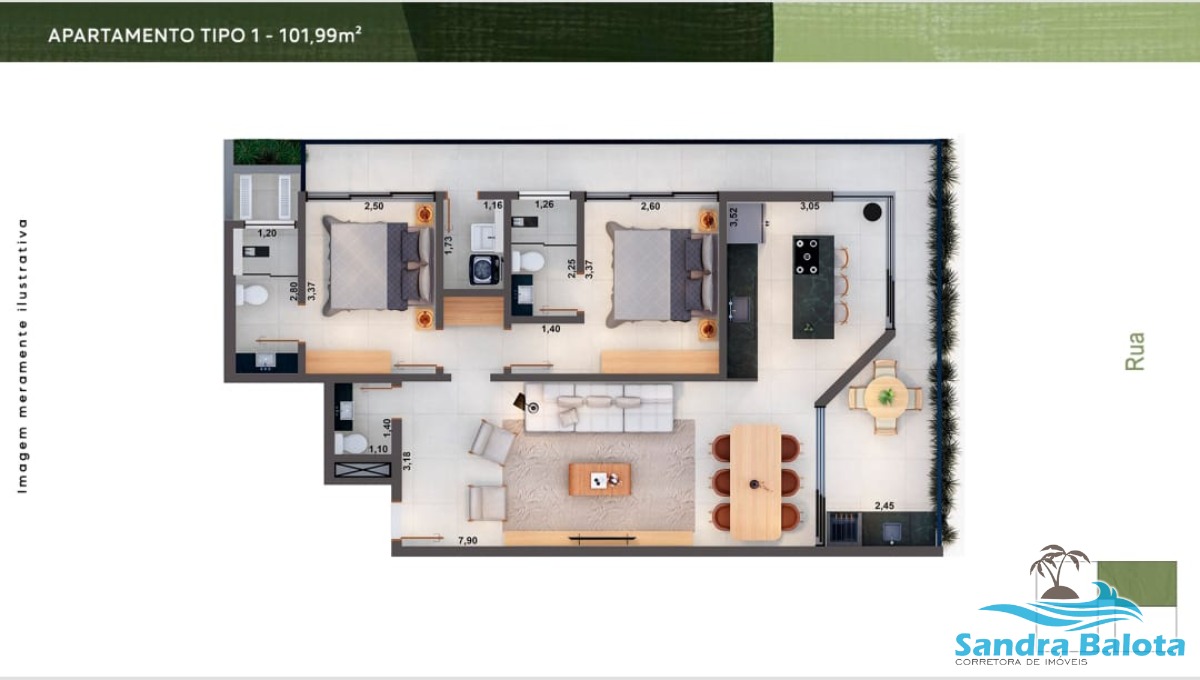 Apartamentos com 2 suítes e 1 lavabo/Itaguá