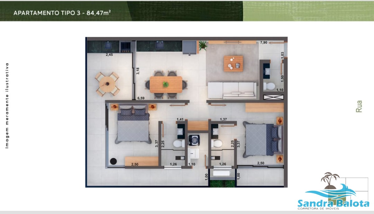 Apartamentos com 2 suítes e 1 lavabo/Itaguá
