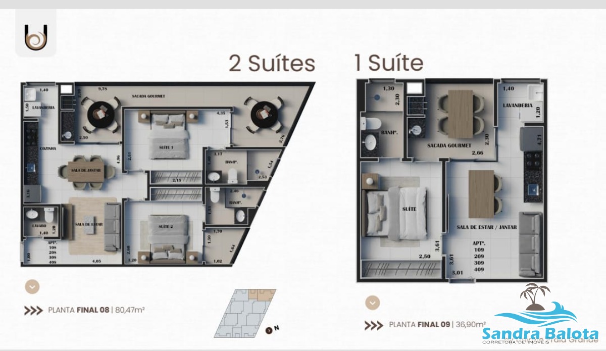 Apartamentos com 1 suíte e 2 suítes/ Praia Grande-Ubatuba