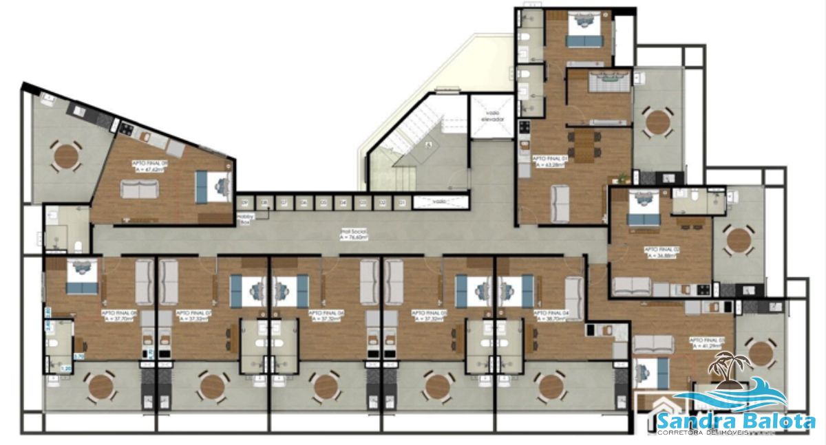 Lofts e apartamentos a 500 metros da Praia do Perequê Açú